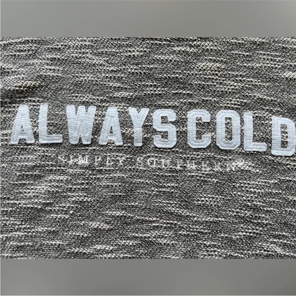 Simply Southern Soft Terry Always Cold Crew Sweatshirt in Gray Size Medium - Picture 3 of 9